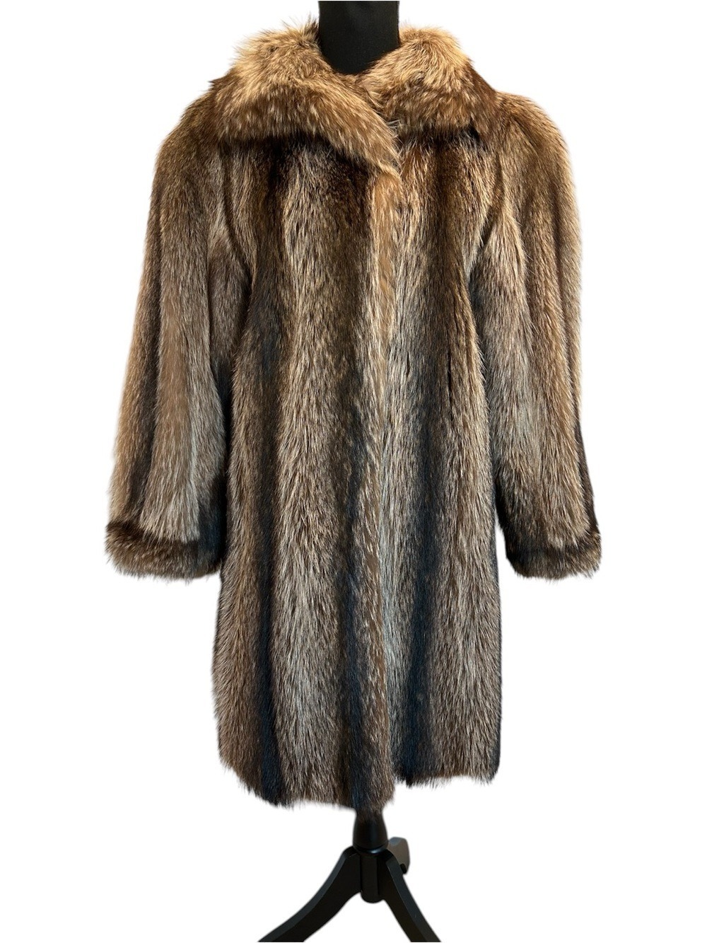 Benzing Furs raccoon fur coat midi length